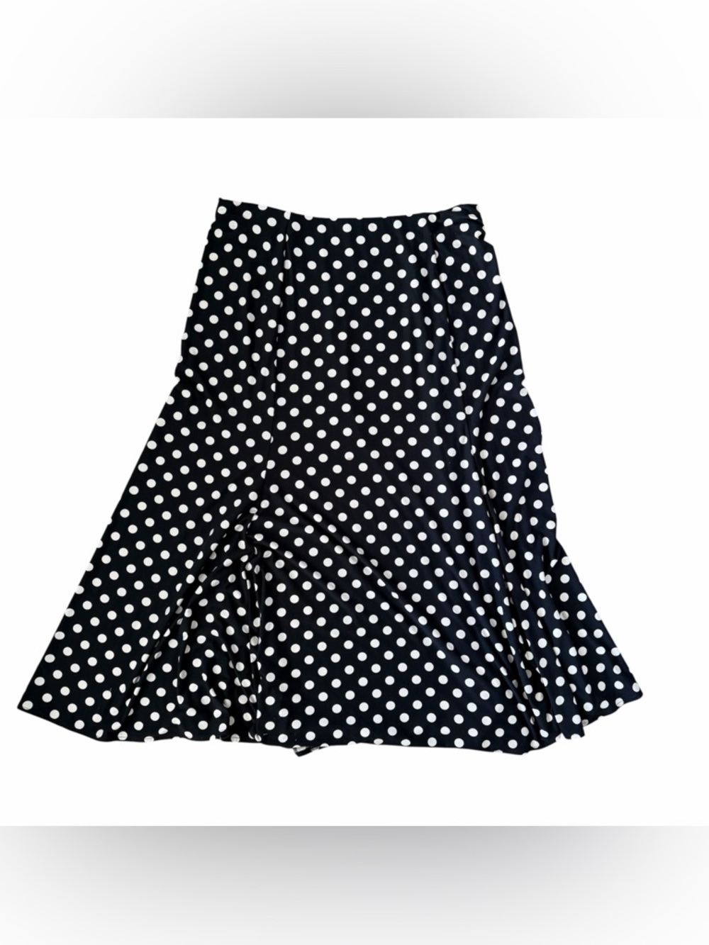 VTG Judith Hart Black White Polka Dot Midi Skirt A-Line Flowy Feminine Classic L